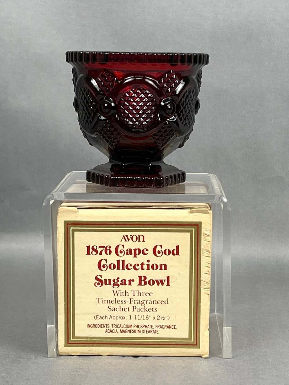 Avon 1876 Cape Cod Collection Sugar Bowl Ruby Red Glass